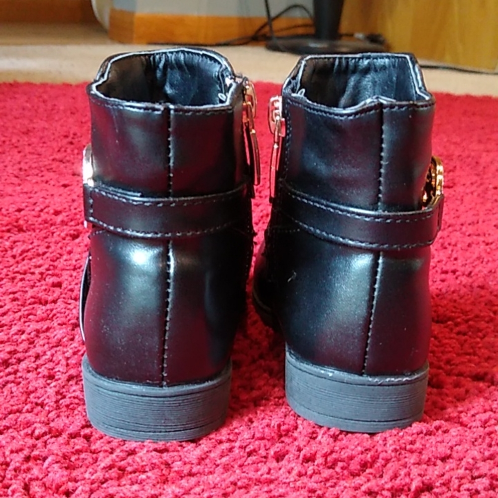 bebe girls Black Ankle Boots with Bling. Toddler Sz 7. - Picture 4 of 12